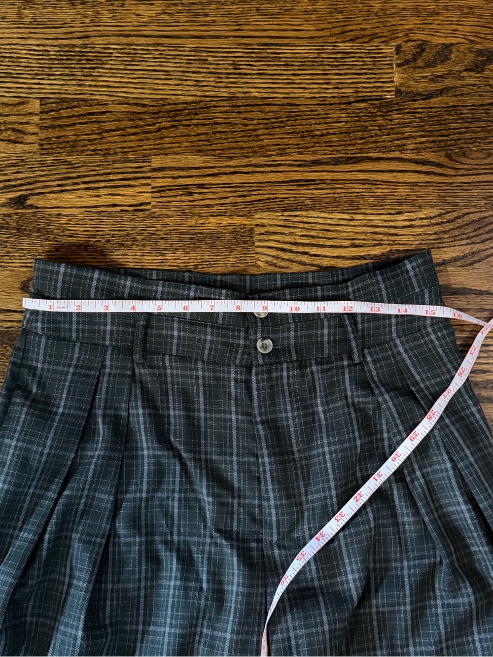 Commense Dark Green Plaid Wide Leg Pants - Picture 3 of 6